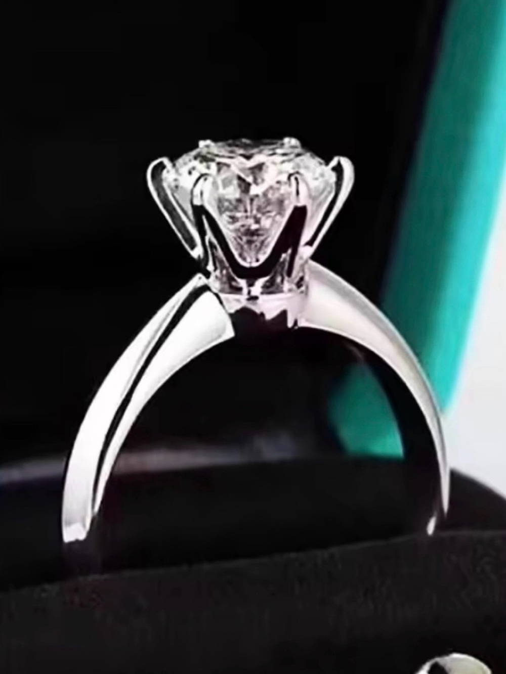 Classic Silver Solitaire Engagement Ring - Silver - Picture 3 of 6